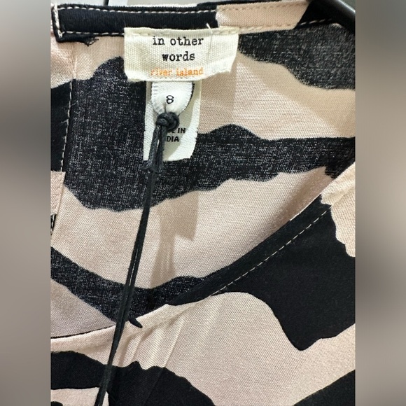 RIVER ISLAND Beige Animal Print Swing Midi Dress - Picture 9 of 13